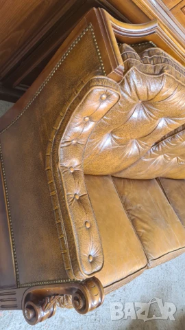кожена холова гарнитура 3+1+1, снимка 6 - Дивани и мека мебел - 50700242
