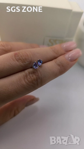 Сребърни обеци с танзанит, снимка 2 - Обеци - 52871727