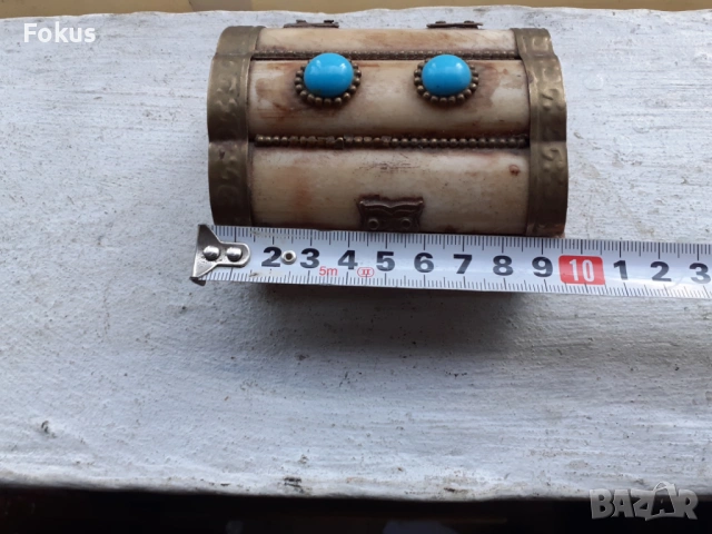 Стара кутия от камилска кост с месингов обков, снимка 7 - Антикварни и старинни предмети - 53395528