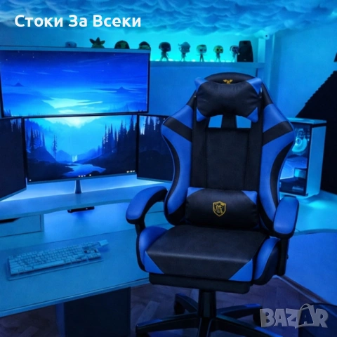 Ергономичен геймърски стол с масаж и поставка, снимка 9 - Столове - 53523031