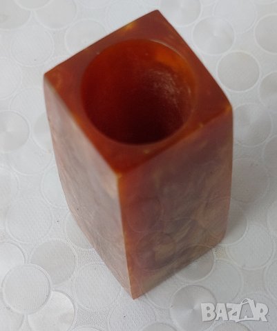 Стара ваза каталин, 230 грама, цвят кехлибар, снимка 3 - Вази - 42415889