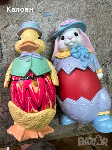 Великденски заек и пиленце - поставки за яйца гумени 