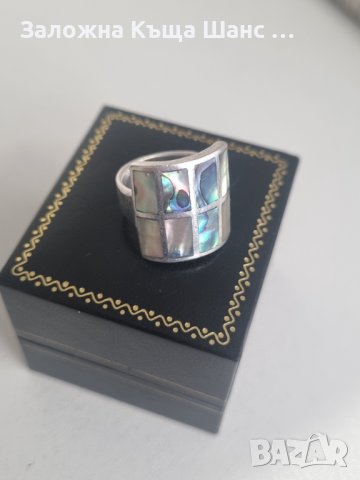 Дамски сребърен пръстен с кралски седеф, снимка 3 - Пръстени - 41834117