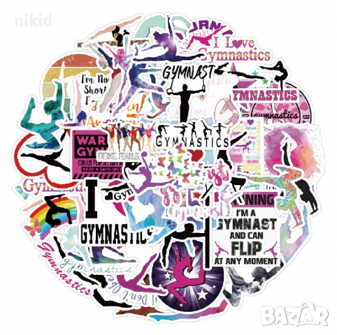 50 бр Гимнастика Гимнастичка самозалепващи лепенки стикери за украса декор картонена торта и др, снимка 2 - Други - 36370617