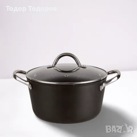 Тенджера Bohmann BH 7421-28, 24*12.5см., Кован алуминий, Индукция, Мраморно покр., Черен, снимка 2 - Друга електроника - 47436358