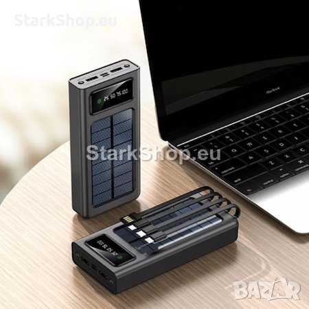 Соларна външна батерия 10000mah с три кабела и фенер, снимка 4 - Друга електроника - 41371324