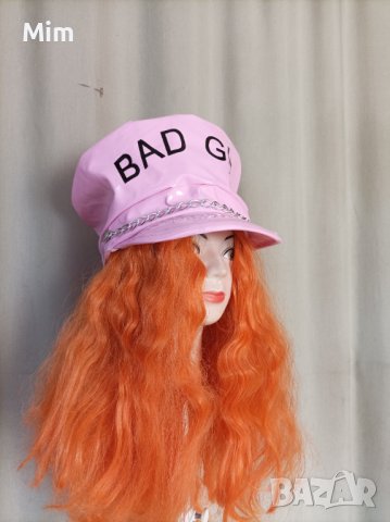 BAD GIRL Розова шапка от лак /винил/, снимка 5 - Шапки - 41085491