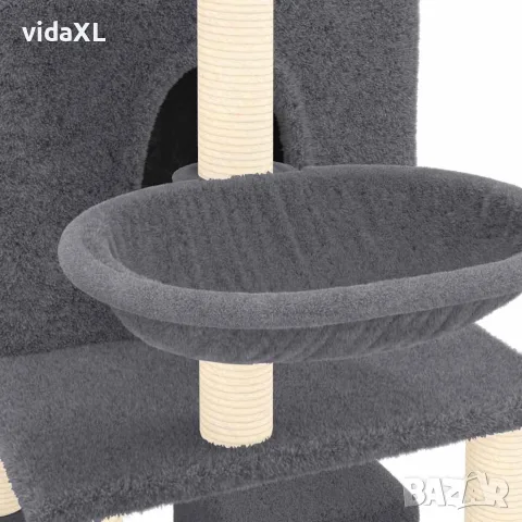 vidaXL Котешко дърво със сизалени стълбове, тъмносиво, 180 см, снимка 6 - За котки - 56146318