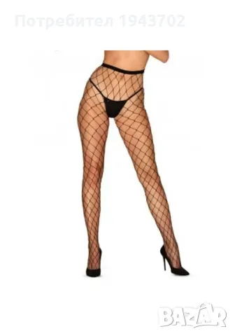 Черен мрежест чорапогащник S812 Obsessive, снимка 3 - Бельо - 47766792