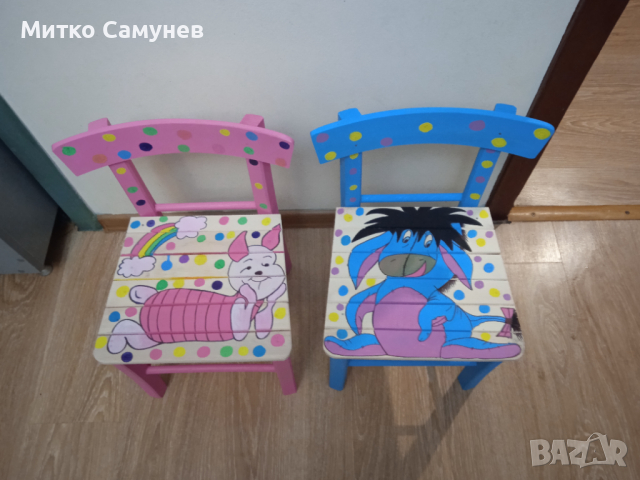 Рисувани дървени детски столчета, снимка 6 - Столове - 36334842
