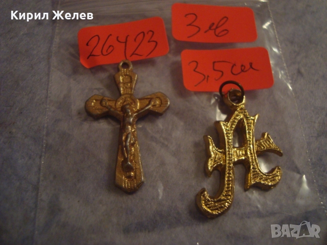 СТАРИ ПОЗЛАТЕНИ КРЪСТЧЕ РАЗПЯТИЕ и БУКВИЧКА А - АРТ ДЕКО МЕДАЛЬОН 26423, снимка 3 - Антикварни и старинни предмети - 36095172
