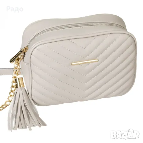 Нова дамска кожена чанта EXCLUSIVO през рамо Бежово злато абитуриентски бал мини чантичка раница, снимка 2 - Чанти - 49409277