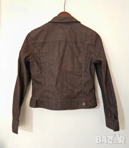 Ново дамско дънково яке тъмно кафяво S размер , снимка 3 - Якета - 49939170