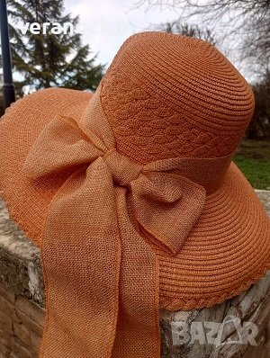 Оранжева дамска капела за лятото, снимка 2 - Шапки - 44201598