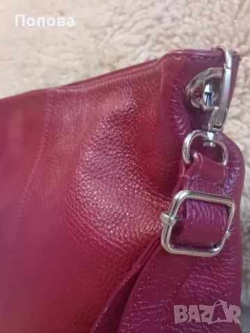 Червена италианска чанта естествена кожа , снимка 4 - Чанти - 50051520