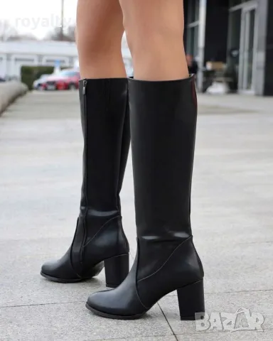 Ботуши на ток - черна кожа 