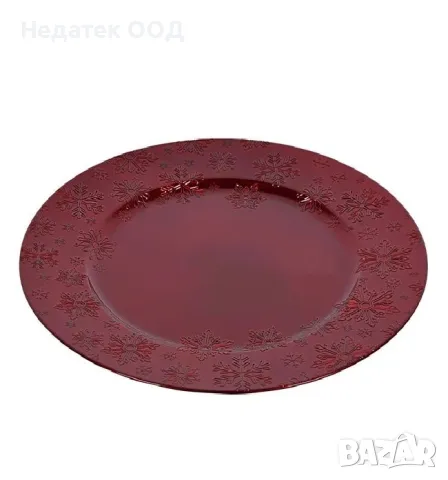 Коледна декоративна чиния, Червен, Ø33см