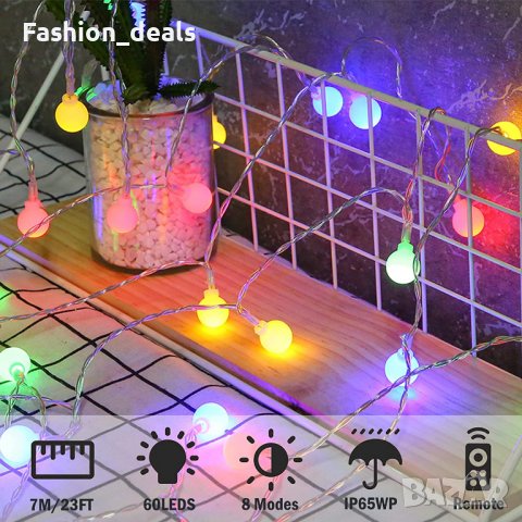 Нови Цветни Светлини за декорация Лампички Украса 60 LED на батерия 7 метра, снимка 7 - Декорация за дома - 39493822