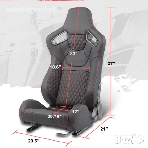 Спортни седалки за МПС – 9015 Черна с червен конец – 1852143- 9015, снимка 3 - Аксесоари и консумативи - 56054557