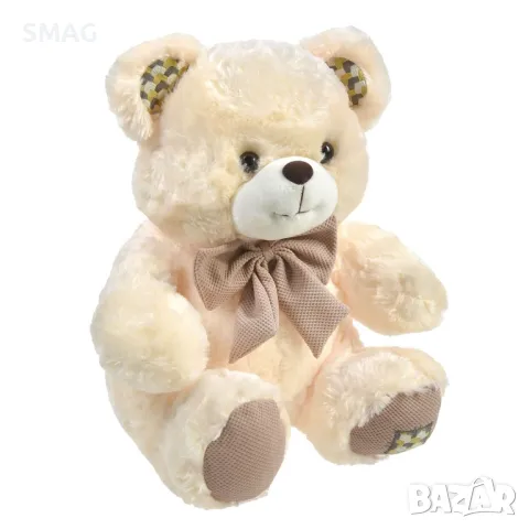 Бежово плюшено мече с кафява ватирана панделка 40 см S_1231856, снимка 2 - Плюшени играчки - 48500182