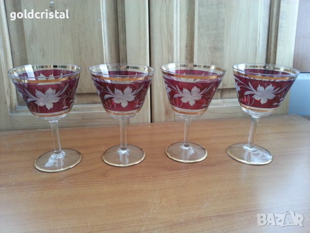 Ретро стъклени чаши гравирани , снимка 4 - Антикварни и старинни предмети - 39805754