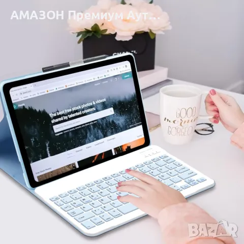 Кожен Калъф+Bluetooth магнитна клавиатура за Lenovo Tab M10 Plus 3rd Gen 10.6'' 2022/държач за молив, снимка 2 - Таблети - 48786791