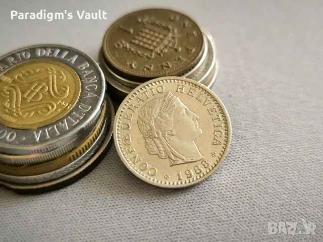 Монета - Швейцария - 20 рапен | 1988г., снимка 2 - Нумизматика и бонистика - 47383704