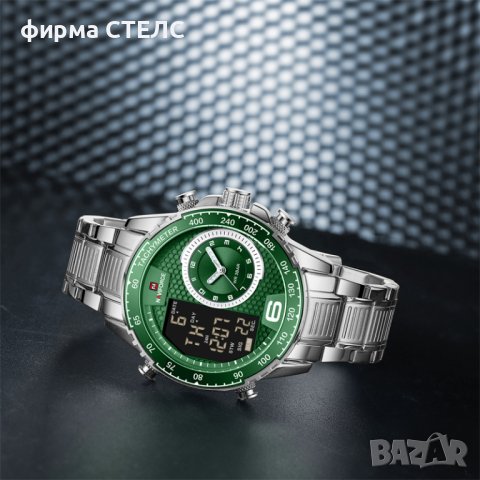 Мъжки часовник Naviforce, Неръждаема стомана, Хронограф, Зелен / Сребрист, снимка 4 - Мъжки - 41686568