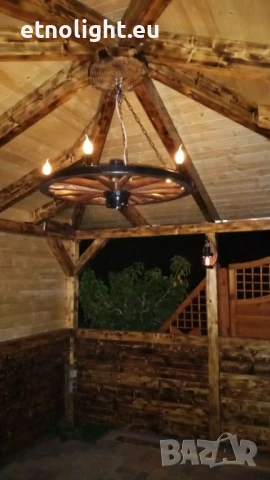 Полилеи от автентични реставрирани колела от каруца , снимка 18 - Полилеи - 40219450