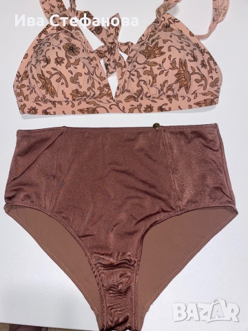 Бански цвят шоколад  сет от дни части комплект с висока талия , снимка 9 - Бански костюми - 36050380