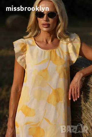 Рокля “Yellow Summer Bloom” – къса рокля с жълти флорални мотиви арт.1856
