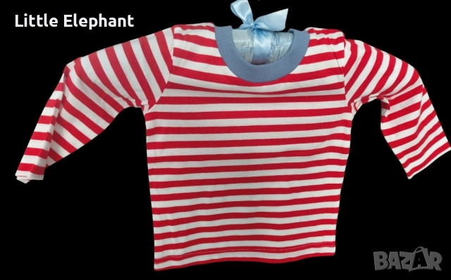 Блузка с дулъг ръкав за 3-6 мес момченце райе червено и бяло,Англия/нова