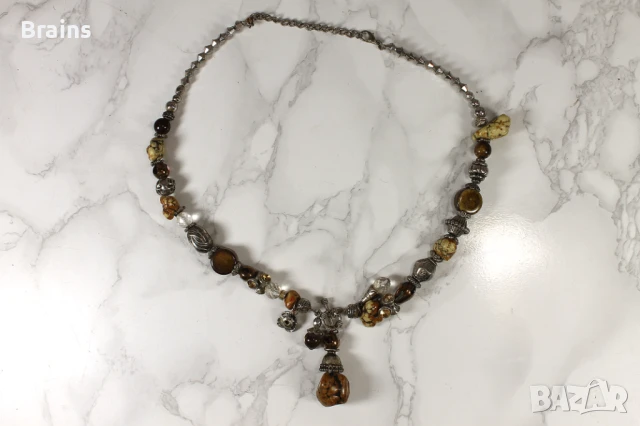 Стара Метална Огърлица С Камъни И Кристали, снимка 5 - Колиета, медальони, синджири - 50506473