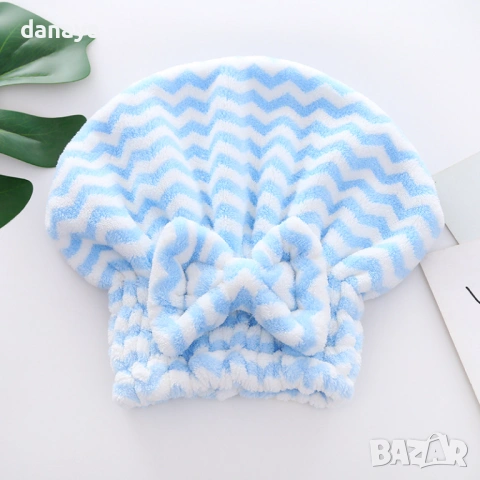 6339 Кърпа за глава мека хавлиена шапка за коса с ластик