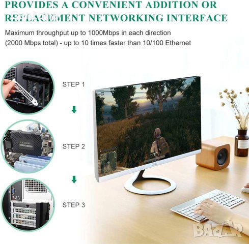 EDUP Gigabit Ethernet PCI Express PCI-E мрежова карта 10/100/1000Mbps RJ45 LAN адаптер, снимка 4 - Мрежови адаптери - 41476473