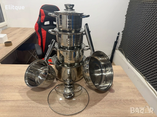 Комплект тенджери от неръждаема стомана – 12 части с капаци BXGG-001