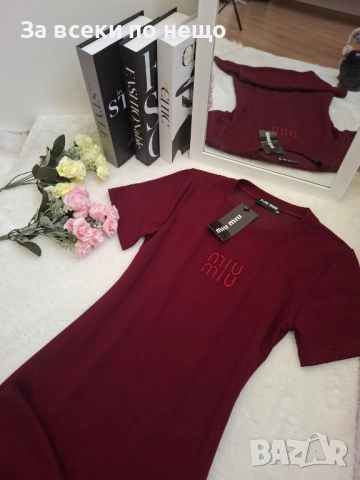 Miu Miu Дамска Рокля В Цвят Бордо Миу Миу Код BS-76, снимка 3 - Рокли - 51829037