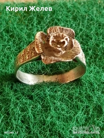 Винтидж сребърен пръстен флорален мотив стил и елегантност великолепна изработка 27514, снимка 2 - Пръстени - 53762555