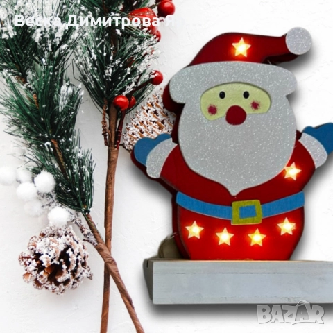 Светеща дървена фигурка във формата на Дядо Коледа, снимка 5 - Декорация за дома - 52301755