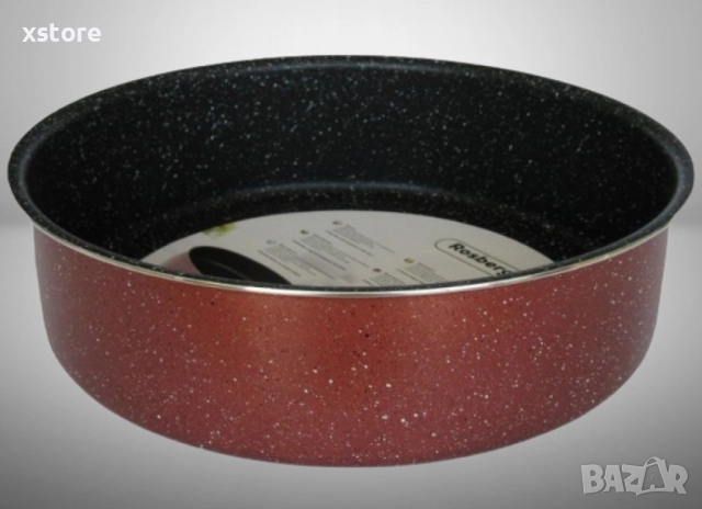 Тава Rosberg R51222G26, Кръгла,26/28/30/32/34 см., Мраморно покр., Бордо меланж/алуминий, снимка 5 - Съдове за готвене - 52794305