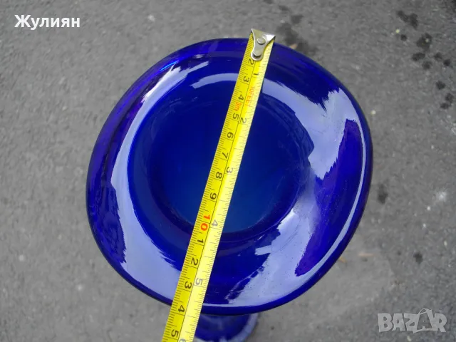 ГОЛЯМА ВАЗА СИНЬО СТЪКЛО, снимка 7 - Антикварни и старинни предмети - 49135905