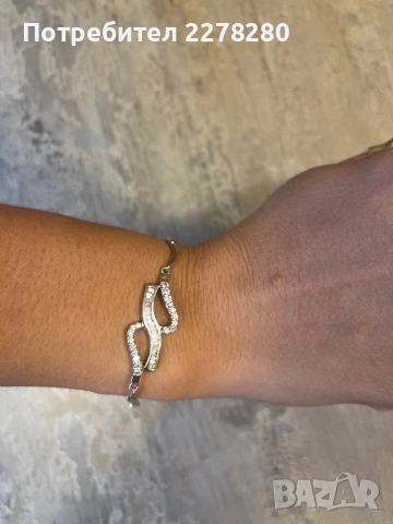 Сребърна гривна с циркониеви камъчета, снимка 6 - Гривни - 52460643