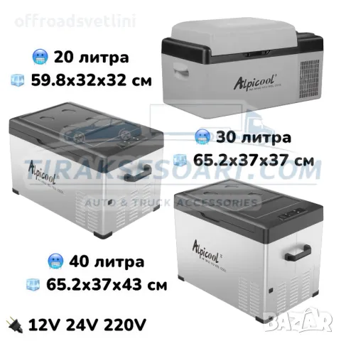 БЕЗПЛ ДОСТАВКА 40L Преносим компресорен хладилник фризер 12V 24V 220V, снимка 5 - Аксесоари и консумативи - 49380041