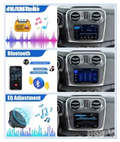 CAMECHO мултимедия за Renault Dacia Logan Duster Sandero, 4+64G, Android 13, 2DIN, Carplay/Android , снимка 6 - Аксесоари и консумативи - 50979405