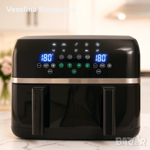 Двоен Air fryer T&G BEST COOKING 32847A0 - отделни LED дисплеи за всяка зона, снимка 7 - Фритюрници - 52692297