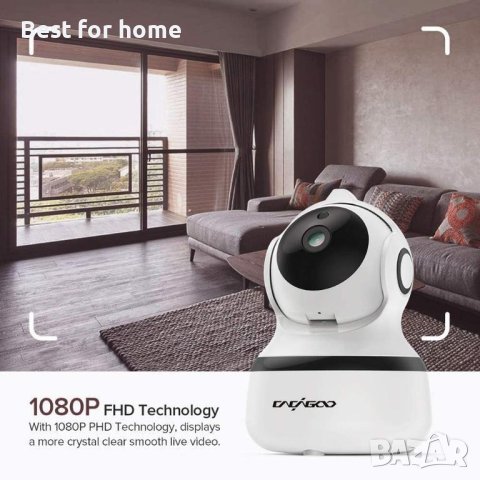 Камера за наблюдение Cacagoo S3344, Wi-Fi, Нощно виждане,1080P HD,360 градуса, Ротация, , снимка 2 - Камери - 41019105