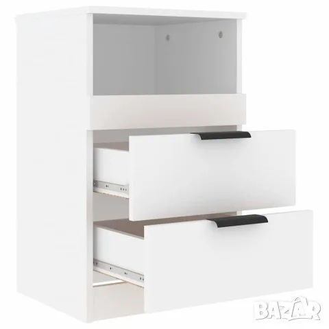 vidaXL Нощни шкафчета, 2 бр, бели, инженерно дърво, снимка 7 - Шкафове - 56148002