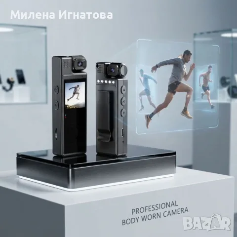 Преносима Body камера 1080P Full HD с 1.3″ дисплей, въртящ се обектив 180°, нощно виждане, снимка 4 - Камери - 55809885