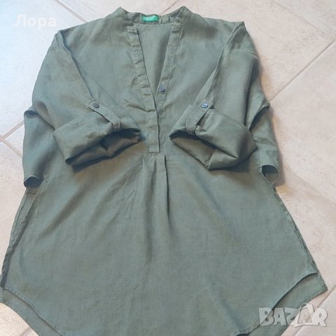 Дамска ленена риза Benetton , снимка 4 - Ризи - 50977190