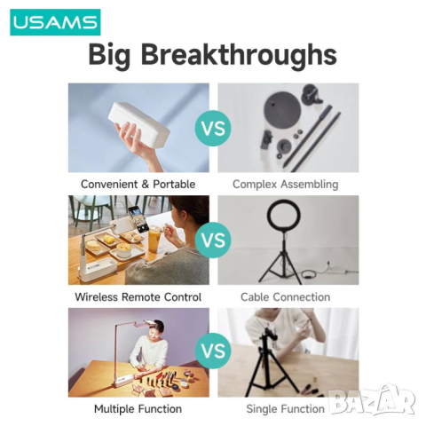 Преносима стойка/статив за телефон USAMS, снимка 10 - Селфи стикове, аксесоари - 44524452